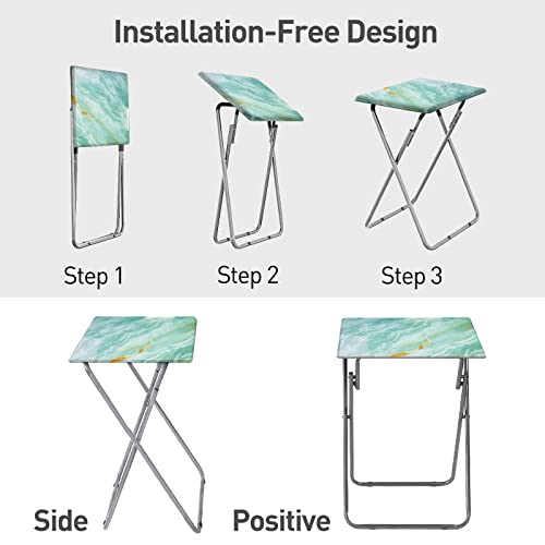 Garden 4 you Folding TV Tray Table,TV Dinner Table with Sturdy MDF Top,Eating Trays for Living Room with No Assembly Required, 2PCS (Sea Blue) - color: Sea Blue, size: 2pcs