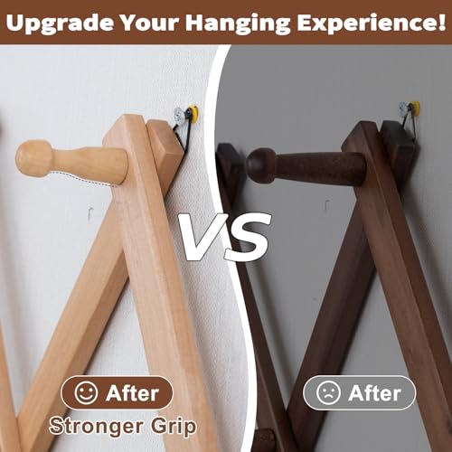 SCUNDA Wall Rack with 20 Hooks, Wooden Wall Expandable Coat Rack for Coat, Hats, Baseball Caps, Coffee Mug, Jewelry(Natural) - color: Natural, size: 20 Hooks