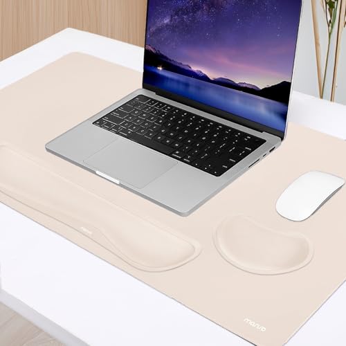 MOSISO Keyboard Mouse Pad Set, Gaming Mouse Pad&Keyboard Wrist Rest&Wrist Rest, Ergonomic Wristrests with Memory Foam Home Office Easy Typing Cushion Non-Slip Mousepad, Apricot - color: Apricot