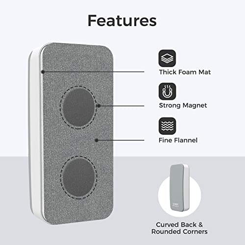 loukin 4 Pack Magnetic Dry Erase Eraser, Whiteboard Eraser, Glass Board Remover, 3.4 fl oz Whiteboard Cleaner * 2 Included, for Classroom, Home and Office Use (Grey*2, White*2) - color: Grey&white-4 Packs