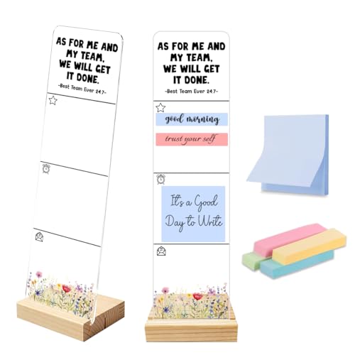 Sticky Notes Monitor Memo Board with Removable Wooden Base We Will Get It Done Inspirational Quote Message Board Portable Sticky Note Holder with 200 Sheets Sticky Notes Teamwork Office Decor Gift - color: Done