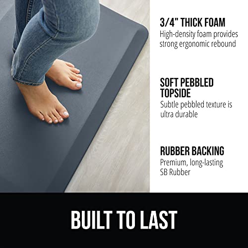 GORILLA GRIP Comfortable Cushioned Kitchen Mats for Floor, Waterproof and Stain Resistant Soft Top, 3/4 Inch Thick Ergonomic Standing Desk Anti Fatigue Mat, Foam Supports Ankles, Feet, 17x24, Charcoal - color: Charcoal, size: 17" x 24" x 3/4"