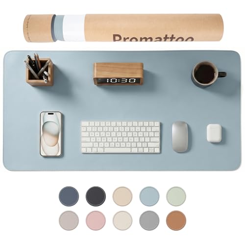 Large Desk Pad Non-Slip Desk Mat Protector for Keyboard Mouse Waterproof Vegan Leather Surface Faux Leather Laptop Mat Smooth Mouse Pad Premium Gift Tube Morning Fog Blue 23.6" x 13.7" - color: Morning Fog Blue, size: 23.6" x 13.7"