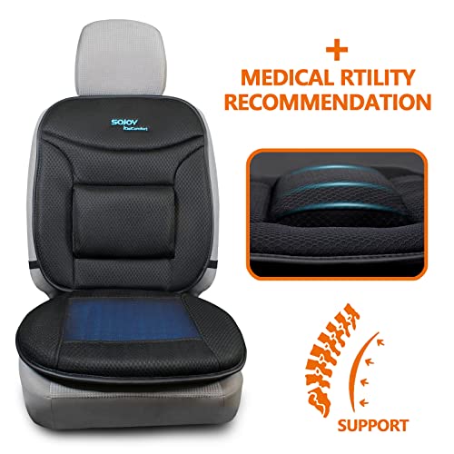 Sojoy Truck Seat Cushion with Firm Lumbar Support,Gel Seat Pad with Upper Lower Back Support Pillow for Office,Car,Truck, Pain Relief Coccyx Seat Cushion