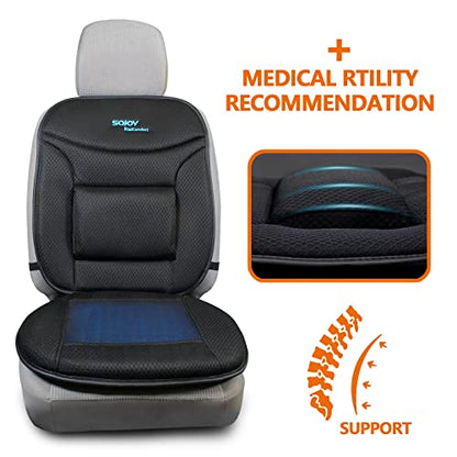 Sojoy Truck Seat Cushion with Firm Lumbar Support,Gel Seat Pad with Upper Lower Back Support Pillow for Office,Car,Truck, Pain Relief Coccyx Seat Cushion