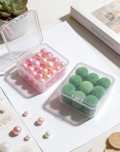 17 Pack Clear Plastic Storage Boxes with Lids,Beading Storage 3x3x1.4 Inches Square Organizer Containers for Small Parts, Crafts, Jewelry, SMT Components
