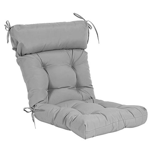 QILLOWAY Outdoor Rocking Chair Cushions Set of 2, 100% Polyester Waterproof Patio Rocking Chair Cushion, High Back Weatherproof Chair Pad for Adirondack & Outdoor Furniture, Grey - color: Grey