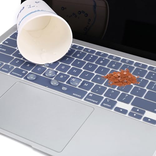 MOSISO Keyboard Cover Compatible with MacBook Air 13 inch 2022 2021 2020 Release A2337 M1 A2179 Retina Display with Touch ID Backlit Magic Keyboard, Waterproof Protective Silicone Skin, Steel Blue - color: Steel Blue