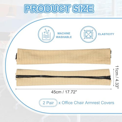 PATIKIL 18x4.3 in Office Chair Armrest Covers, 2 Pair Office Chair Arm Covers Long Computer Chairs Arm Rest Cover with Zipper Removable Rest Slipcover Hand Rest Protector, Beige - color: Beige, size: 18"