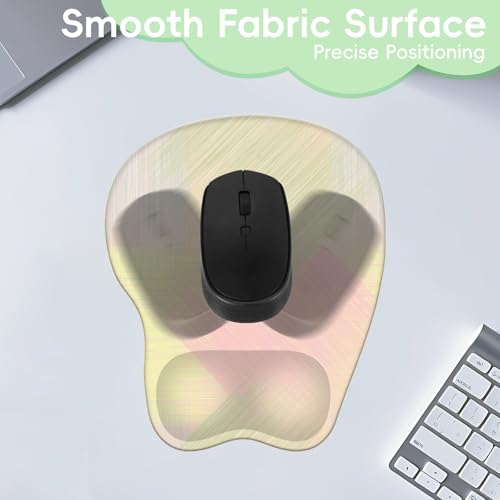 Mouse Pad with Wrist Rest Ergonomic Mouse Pad with Comfortable M-Shape Pain Relief Wrist Support Non-Slip PU Base Mousepad for Laptop, Office & Home (Pink Olive Painting) - color: Pink Olive Painting