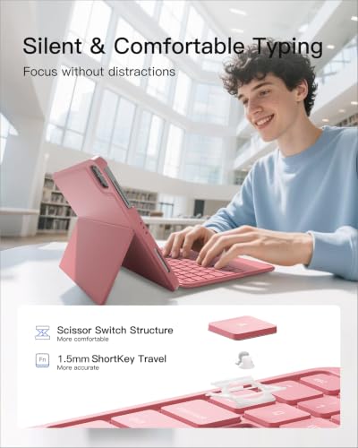 Inateck for iPad (A16) 11th/10th Gen 450g Ultralight Keyboard Case, Air 11" 2026 M4 /M3/M2, Air 5/4th, Pro 11 4/3/2/1th,1 Second Magnetic Detachable Keyboard with Touchpad, AceTouch, Pink - color: Pink