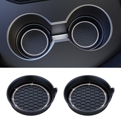 Amooca Car Cup Coaster Universal Non-Slip Cup Holders Bling Crystal Rhinestone Car Interior Accessories 2 Pack Black - color: Black, size: 2 Pack