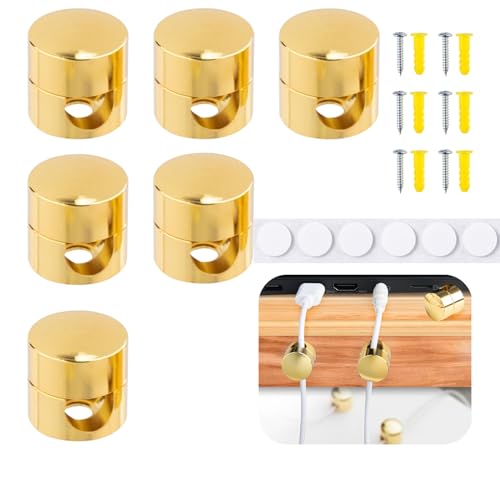6 Sets Charger Cord Keeper Holder Stick on, Gold Metal Adhesive Cable Management Clips,Adjustable Phone Cable Anchor Holders,Wire Organizer for Desk, Wall, Home, Office, nightstand, Chandelier - color: 6 pieces gold