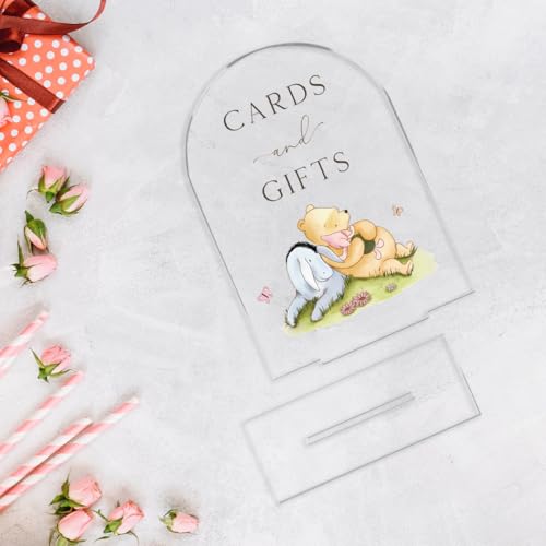 Cute Bear Baby Shower Sign Decor Arch Acrylic 5x7 Inch Sign 03 | Cute Bear Centerpieces Baby Shower & Event Gift Stations Dessert Table Decor : Home & Kitchen