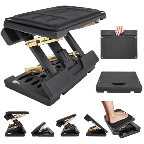 Adjustable Foot Rest Under Desk - Ergonomic Office Foot Stool with Massage, Leg Rest for Desk, Anti-Slip Design for Home & Work, Improves Posture (Black) - color: Black