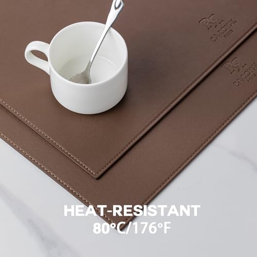 Baroyal Faux Leather Placemats Set of 6 Vinyl Washable Wipeable Table Mats for Kitchen Dining Table Heat Resistant Waterproof Modern Indoor/Outdoor Placemats Non-Slip Easy Clean Place Mats (Chocolat) - color: B-chocolat