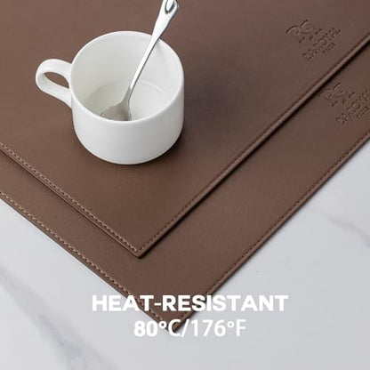 Baroyal Faux Leather Placemats Set of 6 Vinyl Washable Wipeable Table Mats for Kitchen Dining Table Heat Resistant Waterproof Modern Indoor/Outdoor Placemats Non-Slip Easy Clean Place Mats (Chocolat) - color: B-chocolat