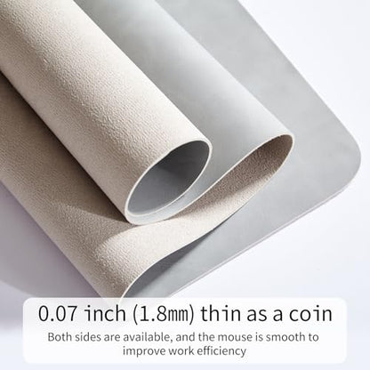 Desk Pad Soft PU Leather Extra Large Mouse Pad Laptop Computer Desk Mat Table Blotter Flat Smooth Waterproof Non-Slip Desktop Protector Writing Pad for Office and Home (Light Grey, 120x43cm) | Soft Crazy Horse PU Leather Non-Slip Desk Blotter Waterproof W
