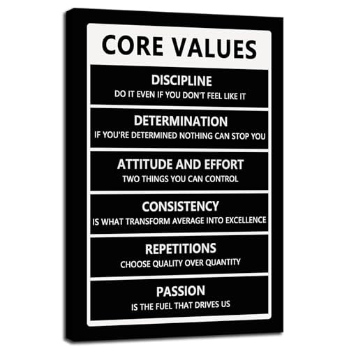 Inspirational Wall Art Office Wall Decor Motivational Positive Quotes Painting Picture Framed Inspirational Core Values Poster Painting Prints Artwork Home Living Room Classroom Decor[12" W X 18" H] - color: A-ONE-11, size: 12"L x 18"W