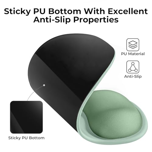 EooCoo Ergonomic Mouse Pad with Gel Wrist Rest Support Middle Concave Design, Relieve Wrist Pain Mousepad, Non-Slip Base for Laptop, Office Desk Accessories, Carpal Tunnel Syndrome-Avocado Green - color: Avocado Green