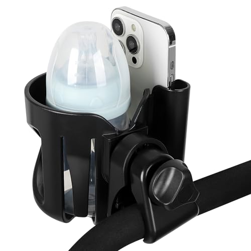 Accmor Stroller Cup Holder with Hook, Universal Cup Holder for Walker Wheelchair Bike, 360° Rotatable Stroller Cup Holder Attachment Accessories for Walker, Wheelchair, Scooter - color: Cup Phone Holder & Hook