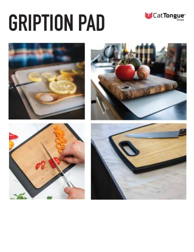CatTongue Grips Non-Adhesive Anti-Slip Mat - Multi-Purpose Non-Slip Pad For Chefs & Home Cooks - Ideal Cutting Board Mat & Drawer Liner - Kitchen Essentials For Safety (Black, 1-Pack) - color: Black, size: 8"L x 12"W