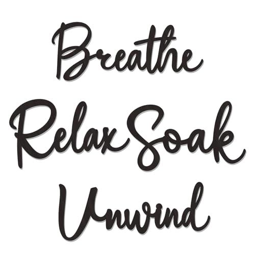 4 Pcs Bathroom Decor Wall Art Wooden Relax Unwind Soak Breathe Bathroom Decor Black Wall Art Farmhouse Sign for Washing Room Laundry Room (Fresh) - style: Fresh
