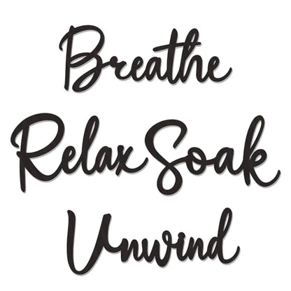 4 Pcs Bathroom Decor Wall Art Wooden Relax Unwind Soak Breathe Bathroom Decor Black Wall Art Farmhouse Sign for Washing Room Laundry Room (Fresh) - style: Fresh