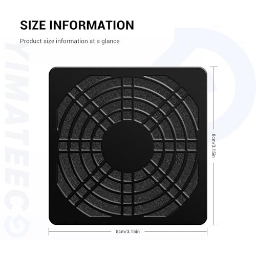 Dust Filter PC 80mm Cooling Fan Filter Dustproof Cover, 2 Pack PC Case Fan Grill ABS Protective Dust Guard Mesh Cover with Screws for Computer Case Cooling Fans, Effective Dust Protection - color: 80*80mm - Black, size: Plastic Dustproof Cover- 2 Pack