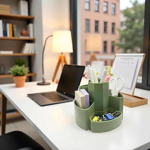 Pencil Pen Holder Desk Organizers Green Desktop Storage Stationery Supplies, Cute Cup Pot for Office, School, Art Supply - color: Green