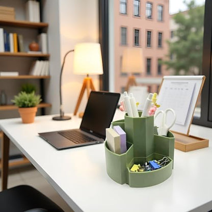 Pencil Pen Holder Desk Organizers Green Desktop Storage Stationery Supplies, Cute Cup Pot for Office, School, Art Supply - color: Green
