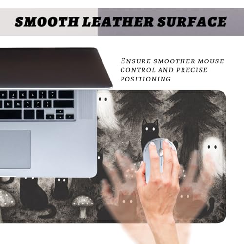 Black Cat Gaming Mouse Pad Ghost Forest Large Desk Mat Waterproof Stitched Edges Rubber Base Non-Slip Deskmap Computer Keyboard Mat Office Computer Keyboard Laptop 31.5"x11.8" - color: Black Cat