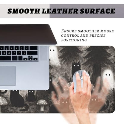 Black Cat Gaming Mouse Pad Ghost Forest Large Desk Mat Waterproof Stitched Edges Rubber Base Non-Slip Deskmap Computer Keyboard Mat Office Computer Keyboard Laptop 31.5"x11.8" - color: Black Cat