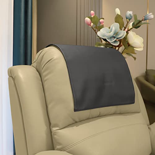 Premium Headrest Cover for Recliner Chair, Flame Retardant Faux Leather Recliner Headrest Protector, Wear Resistant Recliner Headrest Cover for Office Chair Theater Seat, 16W*27L, Dark Gray - color: Dark Gray