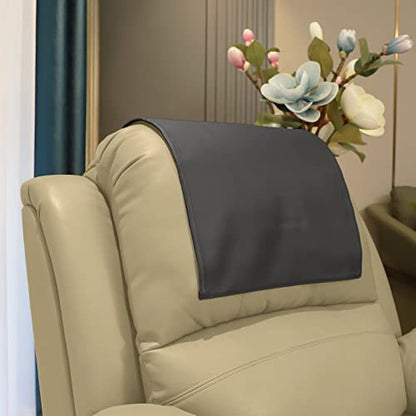 Premium Headrest Cover for Recliner Chair, Flame Retardant Faux Leather Recliner Headrest Protector, Wear Resistant Recliner Headrest Cover for Office Chair Theater Seat, 16W*27L, Dark Gray - color: Dark Gray
