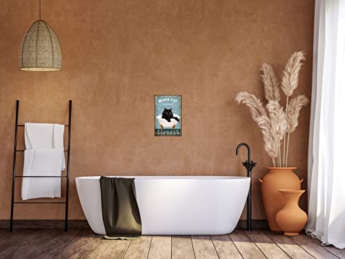 Tin Signs Cat Black Cat Sink Co - Wash Your Paw Metal Poster Wall Decor Hanging Funny Bathroom Signs for Home 8 x 12 in - color: Cat