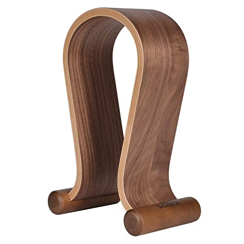 SAMDI Wood Headphone Stand, Headphone Holder Wood Headset Stand Compatible for Sony, Bose, Shure, Jabra, JBL, AKG Gaming Headphones Display et. (Walnut) - color: Walnut