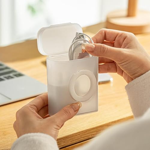 Portable Desktop Organizer Box Transparent Dustproof Data Cable Storage Boxes Home Desktops Organizers Case,White - color: White