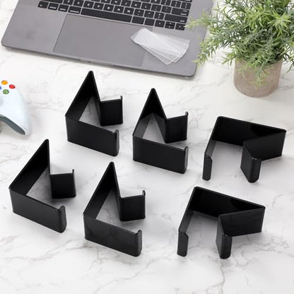 Wonderjune 6 Pcs Headphone Wall Hangers 2 in 1 Adhesive Gaming Headset Holder Hooks for Wall Mount Strong Universal Stand Hooks for Most Headphone Controller, Hat, Baseball Caps, Closet, Door