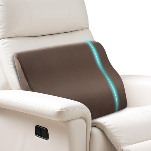 SofGlowly Lumbar Support Pillow for Recliner,Large Memory Foam Back Support Cushion for Sofa & Gaming Chair, Ergonomic Backrest Pillow Comfortable Couch Cushion with Machine Washable Cover,Coffee - color: Coffee