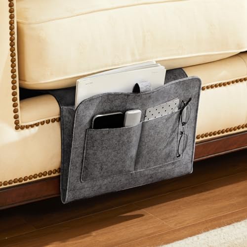 YOUDENOVA Bedside Caddy, Bedside Organizer for Dorm Room, Bunk Bed, Grey - color: Grey