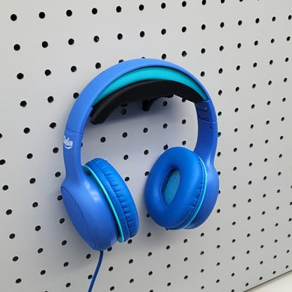 1/4" Pegboard Compatible Hook, Headphone Holder, Holds Over-the-Ear Devices for Pegboard Display, Home Office Electronics Organization (Matte Black)