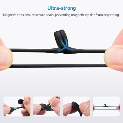 Cable Matters 10-Pack Ultra Strong Silicone Magnetic Cable Ties, Magnetic Cord Ties/ZipTies/Cord Organizer, Black and White - style: 10-Pack