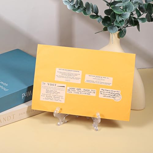 4 PCS 6" Clear Acrylic Display Stand/Plate Stands, Clear Plate Holder Easel, Folding Display Plate Holder for School Office Home Decoration