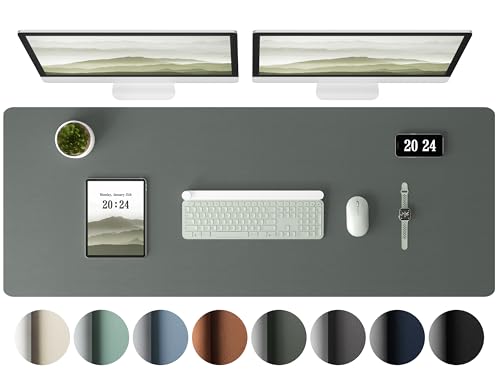 Aothia Leather Desk Pad Protector, Office Desk Mat, Large Mouse Pad, Laptop Desk Pad, Non-Slip PU Leather Desk Blotter, Waterproof Desk Writing Pad for Office and Home (Jungle Green, 47" x 17") - color: Jungle Green, size: 47" x 17"