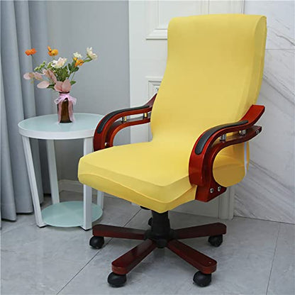 Melaluxe Office Chair Cover - Universal Stretch Desk Chair Cover, Computer Chair Slipcovers (Size: L) - Yellow - color: Yellow, size: Large Chair Cover