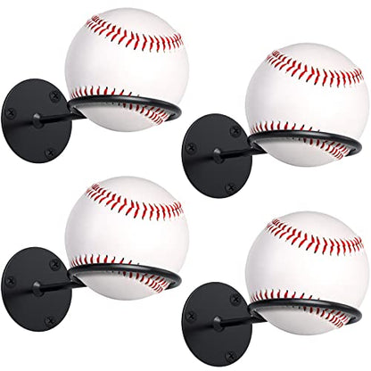 Threan Baseball Display Holder for Wall, Metal Softball Memorabilia Wall Mount Rack, Heavy Duty Sports Theme Decor for Office, Garage and Man Cave (Black)