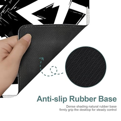 Geometric XXL Extended Gaming Mouse Pad 35.4 x 15.7 Inch – Large Desk Mat with Non-Slip Rubber Base, Smooth Cloth Surface, Stitched Edges, Black and White Abstract Design - color: #10, size: 35.4 x 15.7 Inch