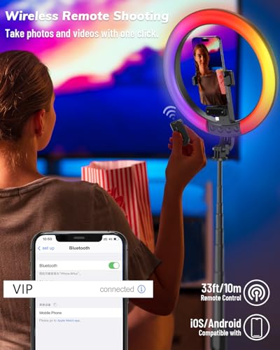 Yeaki Vlogging Kit for iPhone/Android, 10" Selfie Ring Light with Tripod Stand, Wireless Mic & Remote, 74" Tripod for iPhone with Ring Light, YouTube Starter Kit for TikTok, Content Creator & Video