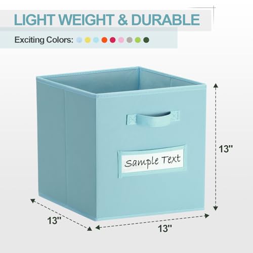 13x13 storage cube bins (Set of 10) Foldable Fabric storage cubes with 10 Labels Window Cards & a Pen,13 inch cube storage bins,Closet Organizers for Shelves,Cubby Organizer Boxes,Blue - color: Blue, size: 13"